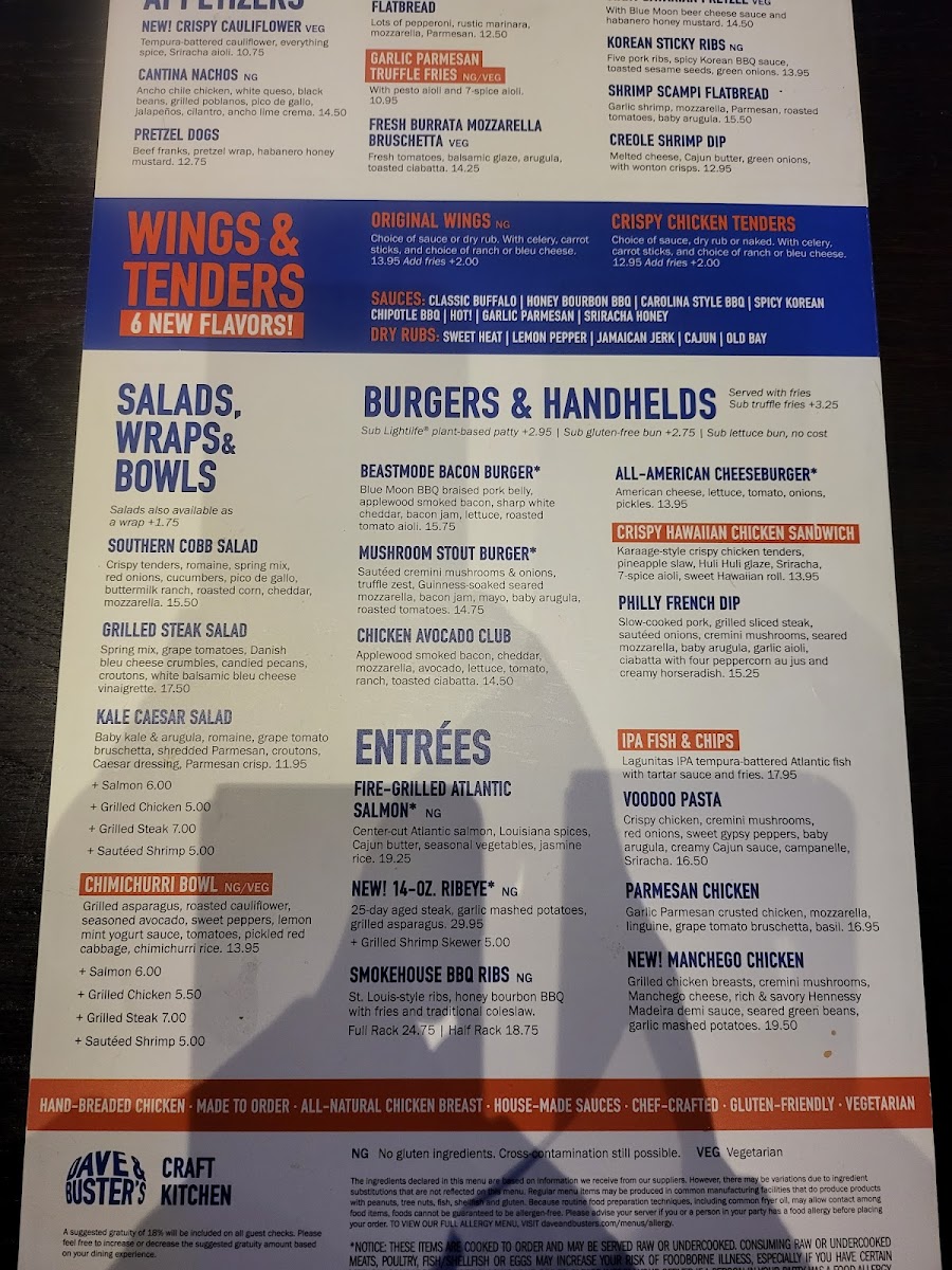 Menu Dave & Buster's Long Beach-10