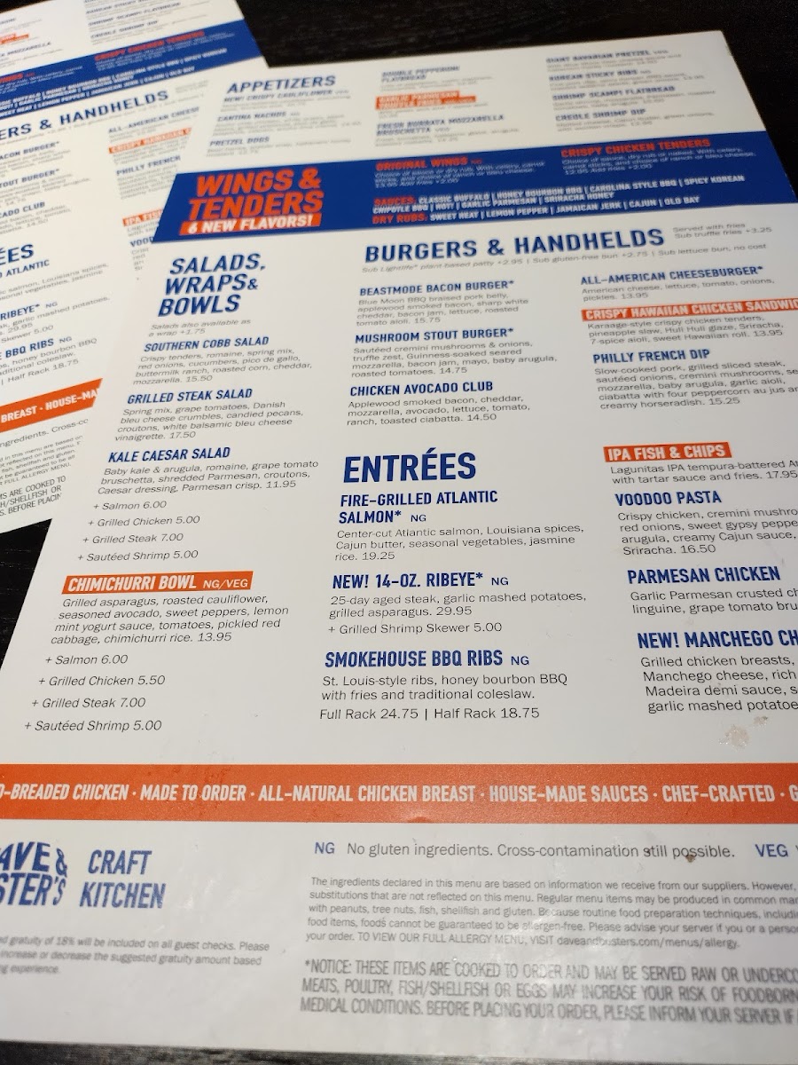 Menu Dave & Buster's Long Beach-3