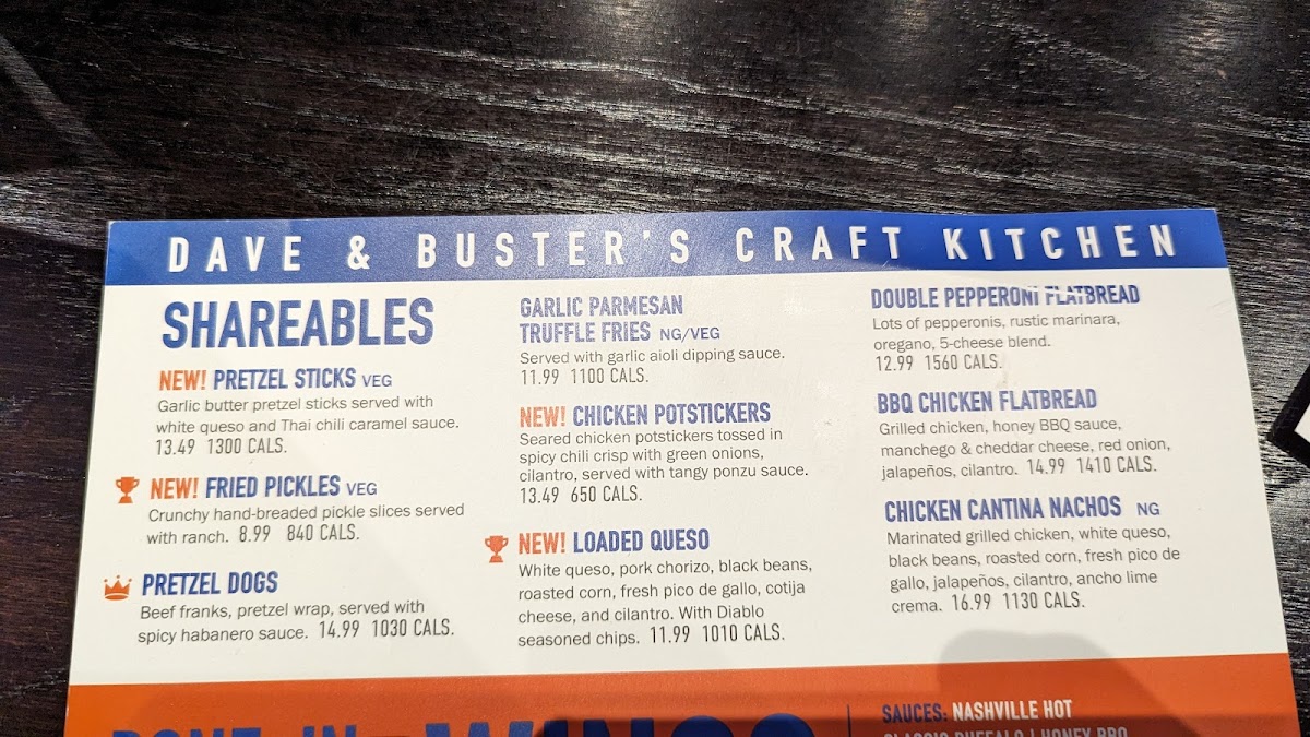 Menu Dave & Buster's Long Beach-7